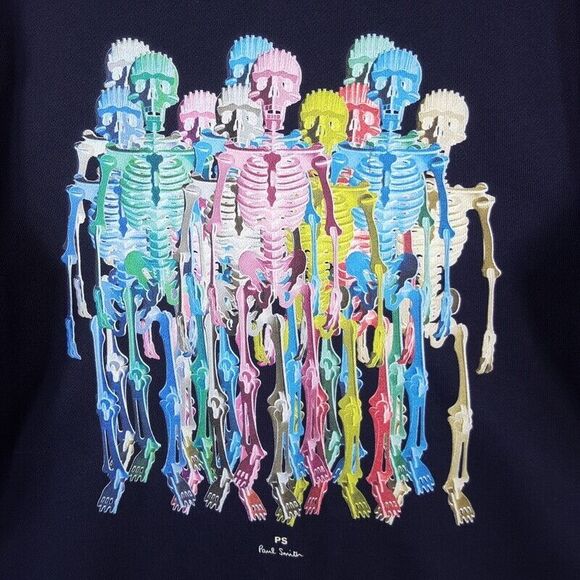 PAUL SMITH Sweatshirt Mens Small Navy Pullover Crew Regular Fit Skull $175 - Picture 2 of 9